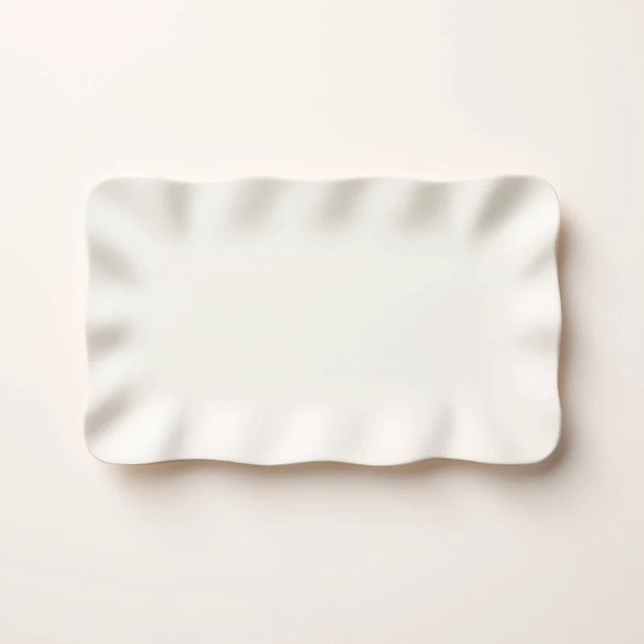 ♠️ Ruffled Ceramic Serving Platter Cream - Kate Spade new york x Target - Picture 1 of 4